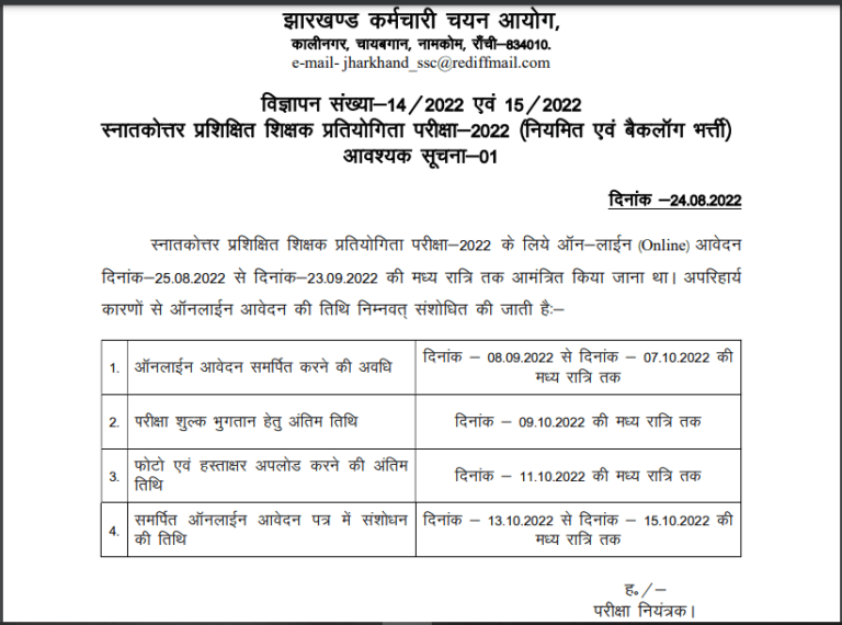 JSSC PGT Teacher Vacancy for 3120 Posts Apply Online